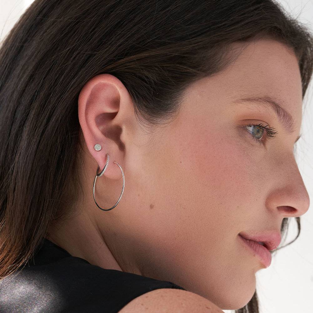 Boucles d’oreilles créoles – anneaux moyens – Argent 925 photo du produit