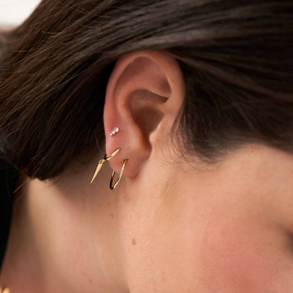 Cher Small Hoop Earring - 14K Solid Gold-1 product photo