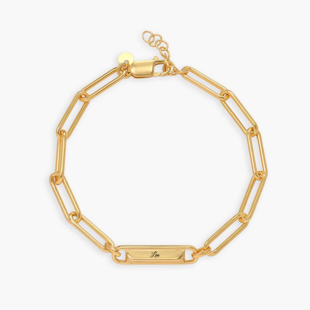 Ciara Custom Bar Paperclip Bracelet - Gold Vermeil-1 product photo