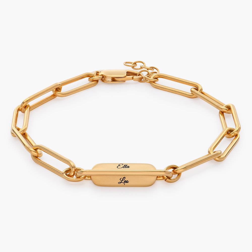Ciara Custom Bar Paperclip Bracelet - Gold Vermeil-2 product photo
