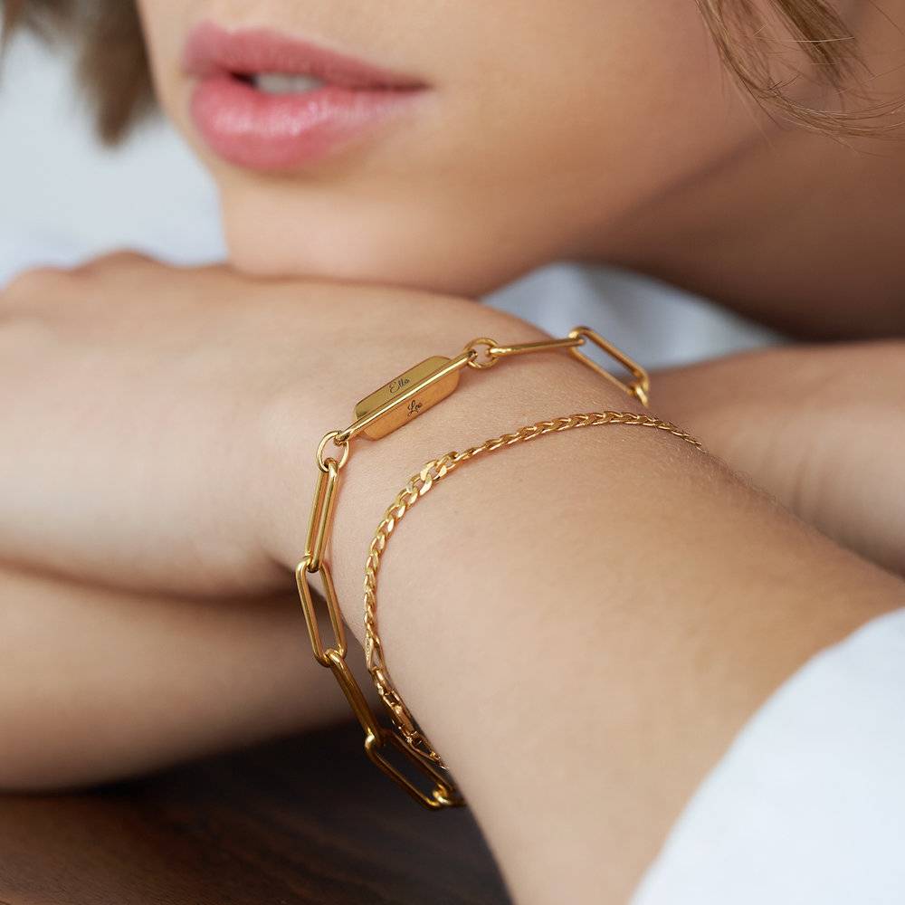 Ciara Custom Bar Paperclip Bracelet - Gold Vermeil-4 product photo