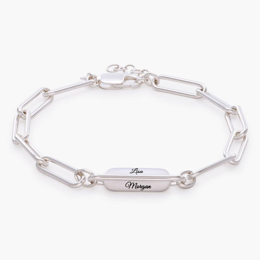 Ciara Custom Bar Paperclip Bracelet - Silver product photo