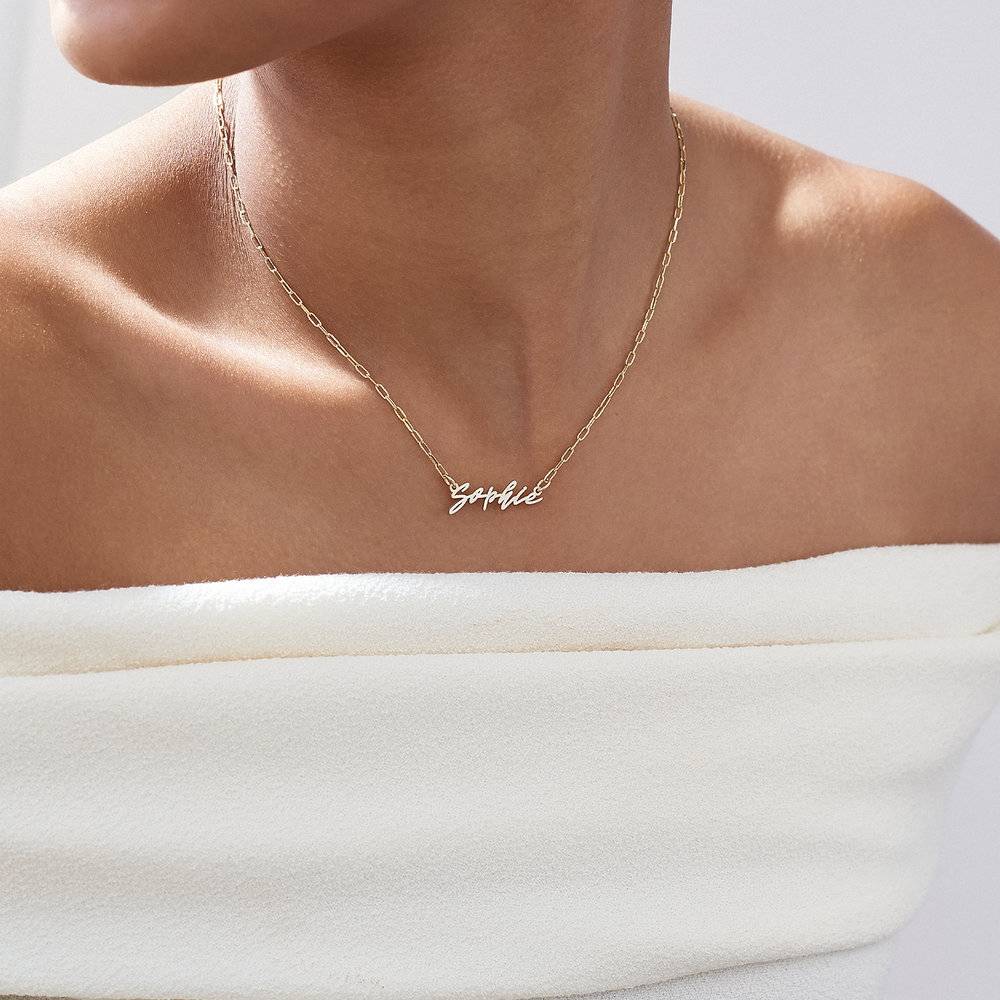 Coco Name Link Necklace - 10K Solid Gold-3 product photo