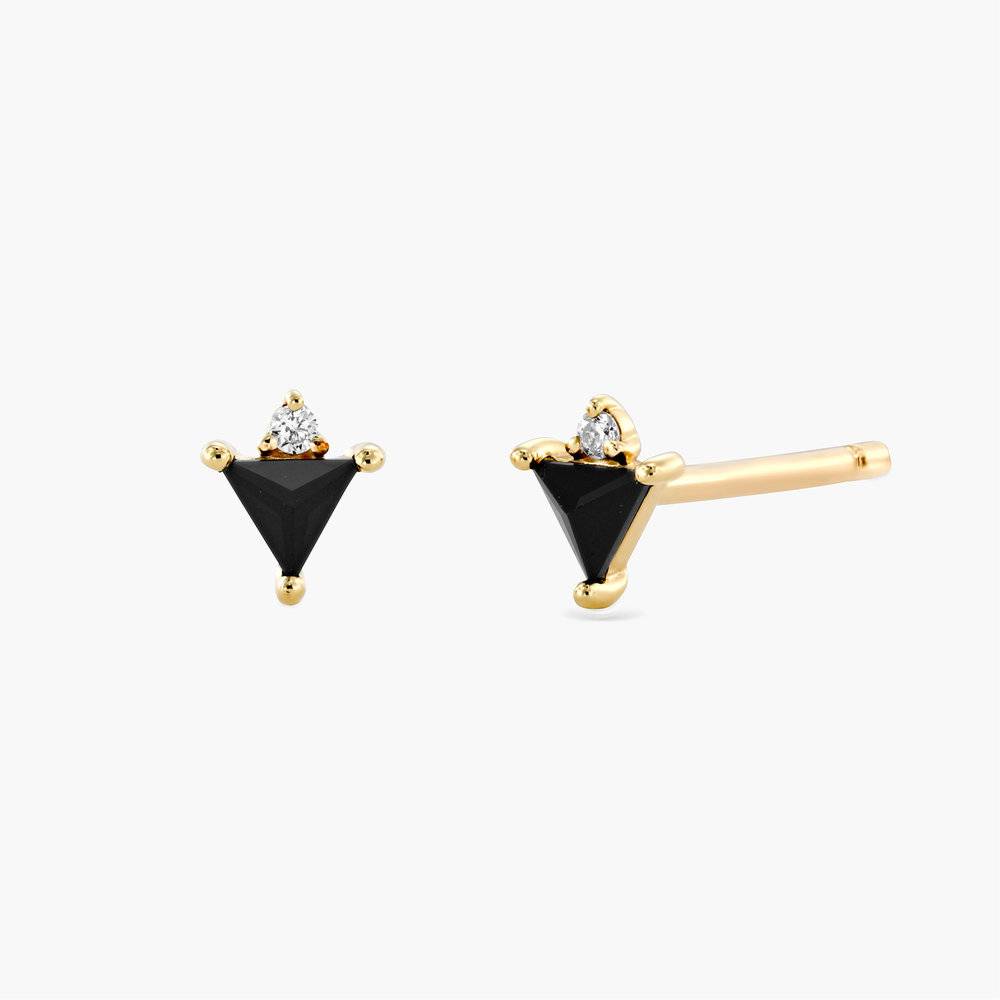 Cora Black Spinel Stud Earrings with Diamonds - 14K Solid Gold-1 product photo