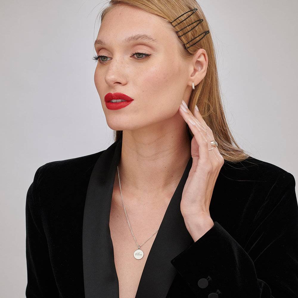 Cosette Engraved Disc Necklace - Sterling Silver-1 photo du produit