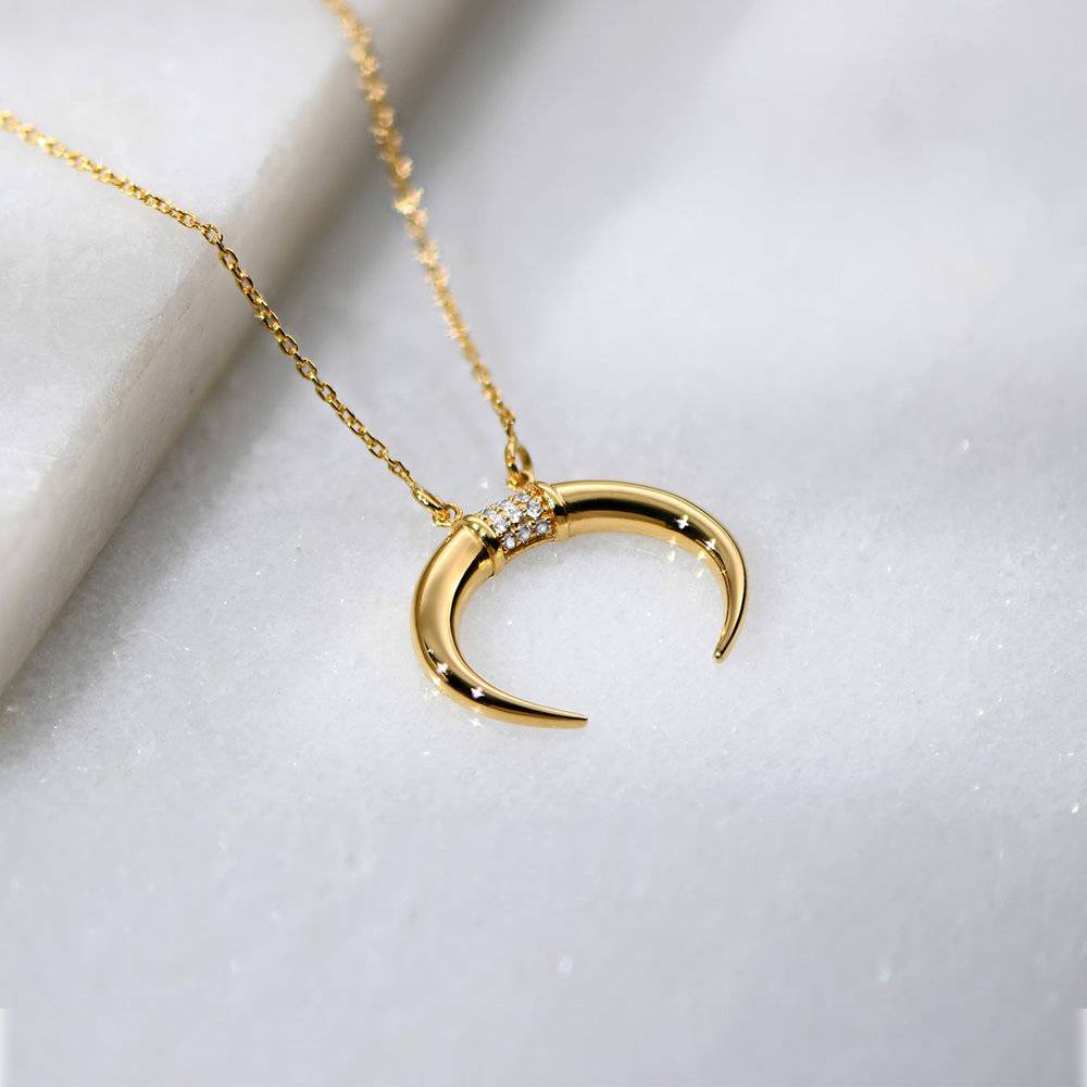 Crescent Moon Necklace - Gold Vermeil