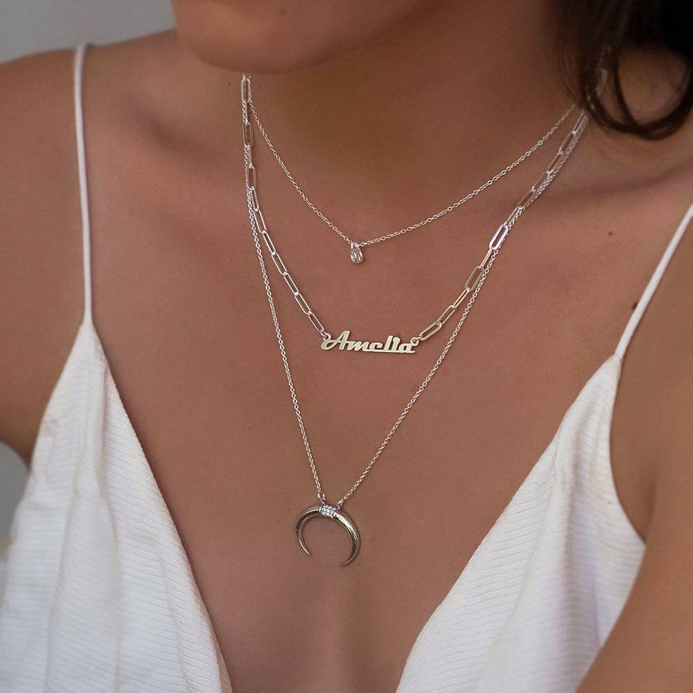 Crescent Moon Necklace - Sterling Silver-4 photo du produit