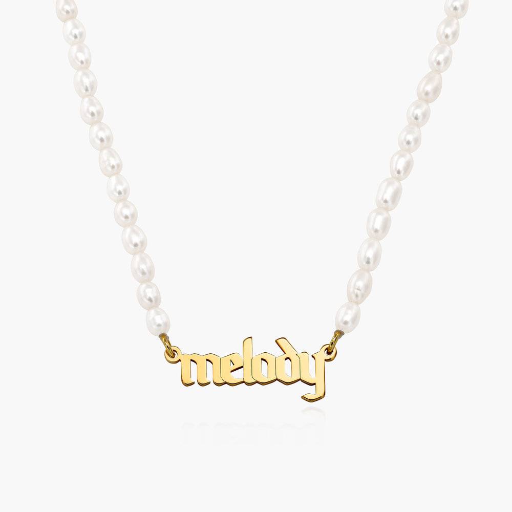 Custom Pearl Name Necklace - Gold Plated product photo