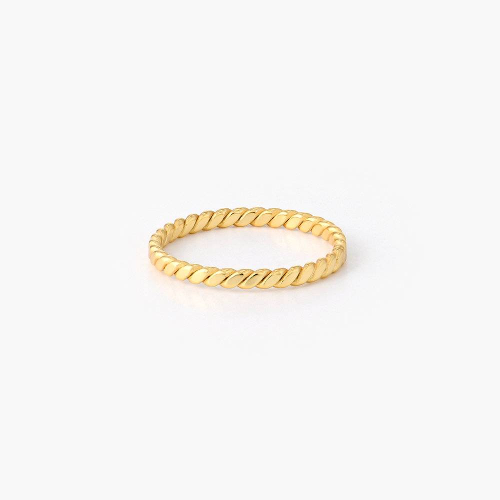 Braided Stackable Ring Band - Gold Plated-3 product photo