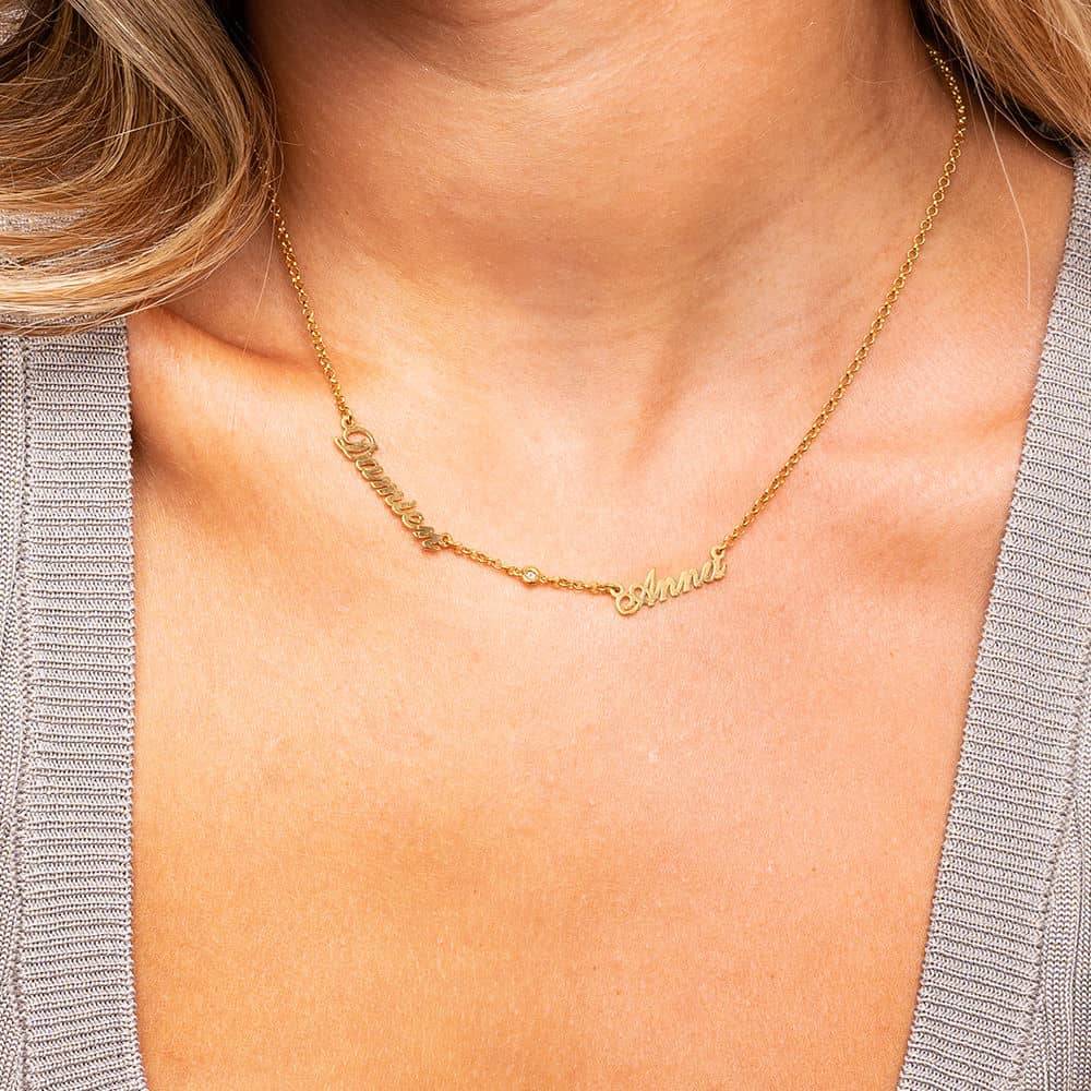 Multiple Name Necklace with Diamonds - Gold Vermeil-8 product photo