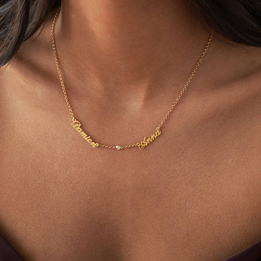 Multiple Name Necklace with Diamonds - Gold Vermeil-5 product photo