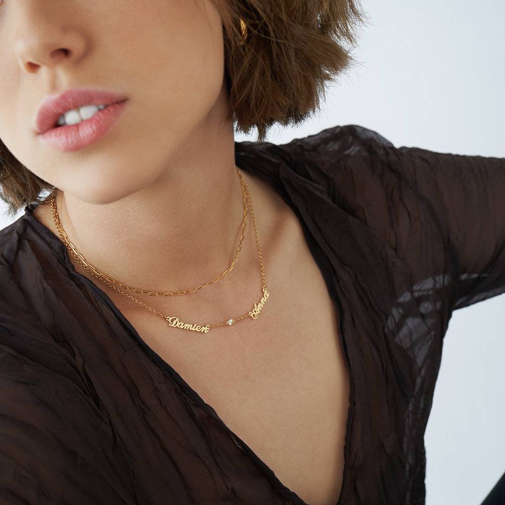 Multiple Name Necklace with Diamonds - Gold Vermeil-3 product photo