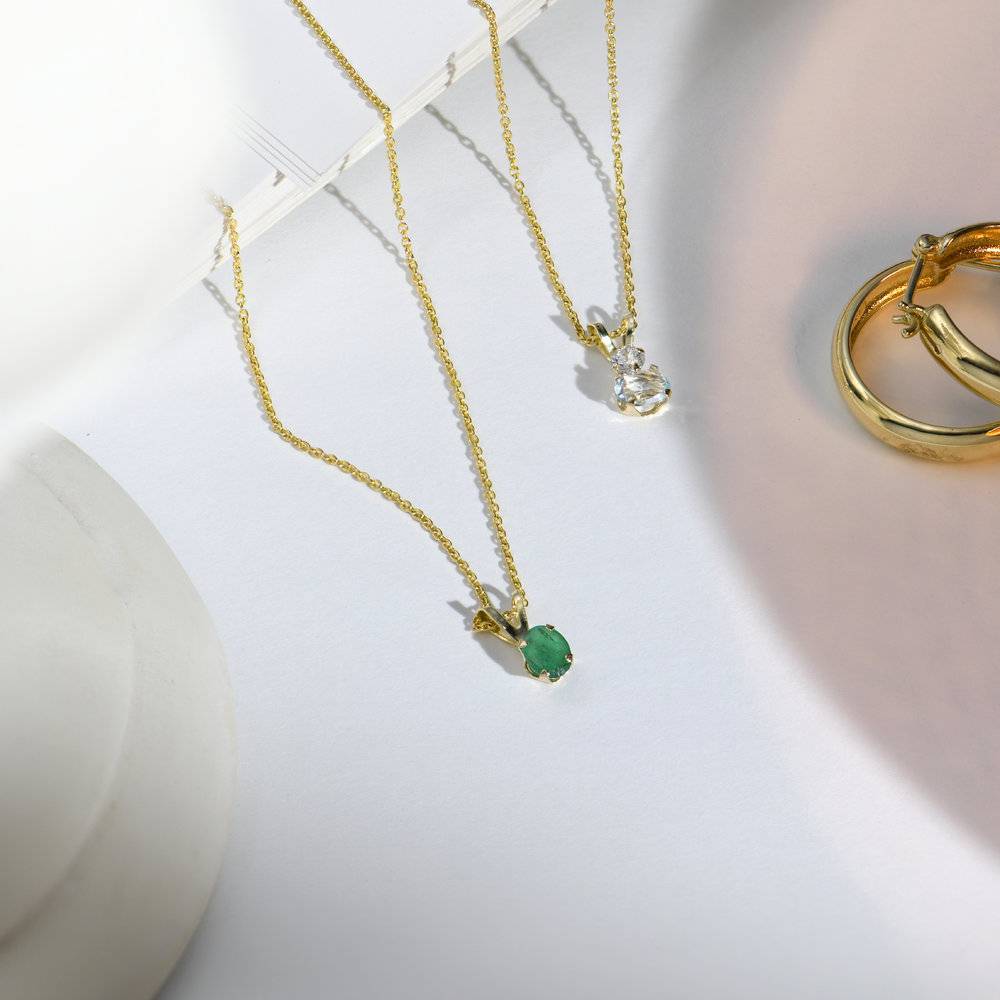 Emerald Pendant Necklace - 14K Solid Gold-2 product photo