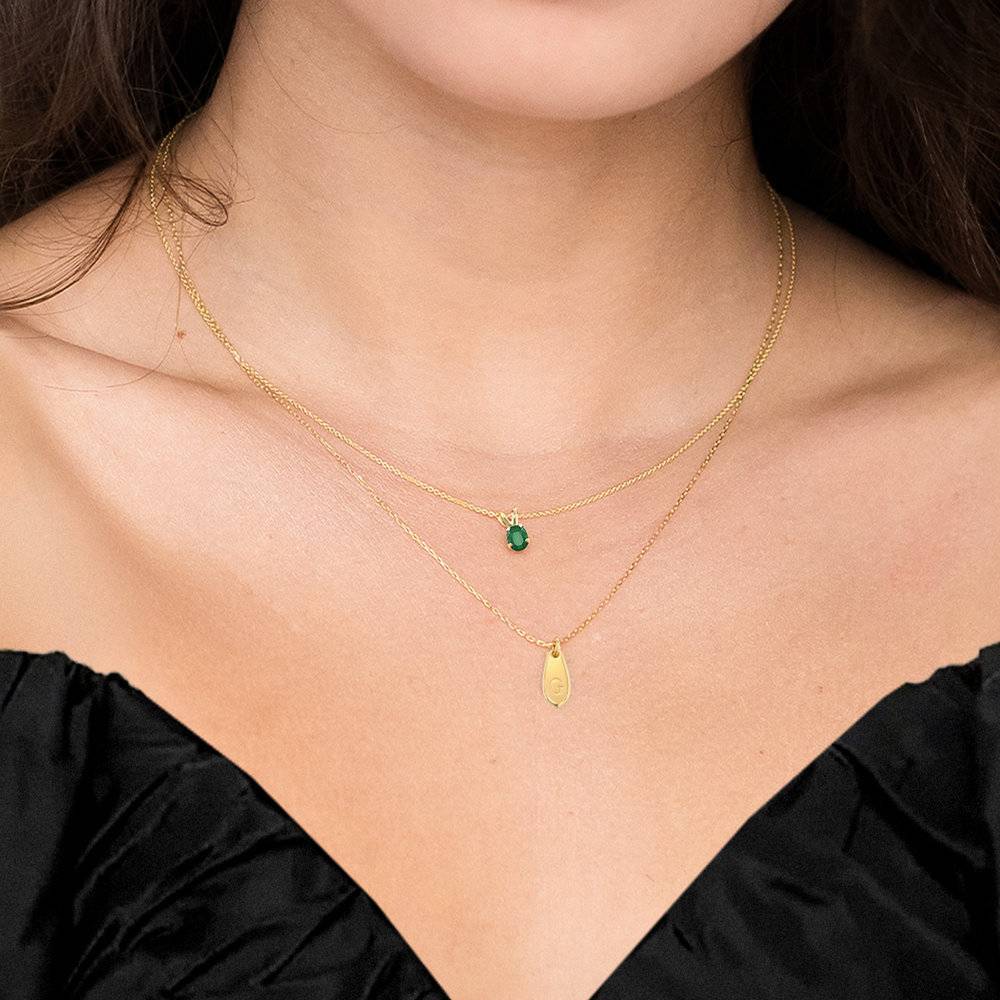 Emerald Pendant Necklace - 14K Solid Gold-3 product photo