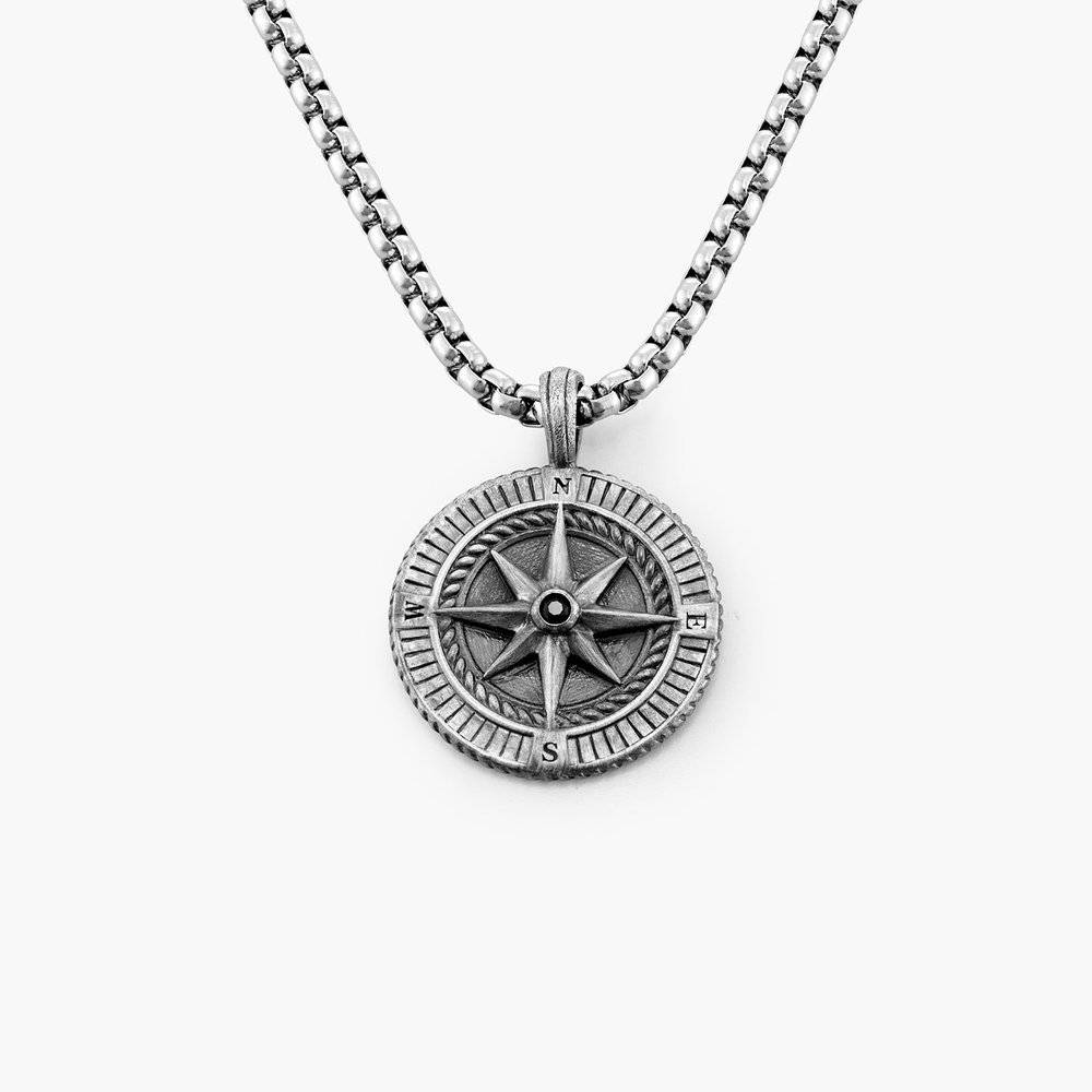 Find My Way- Men's Compass Necklace in Silver product photo