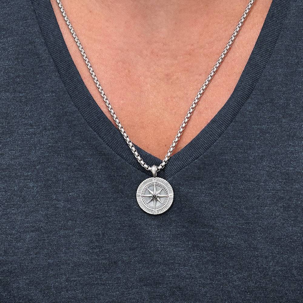 Find My Way- Men's Compass Necklace in Silver