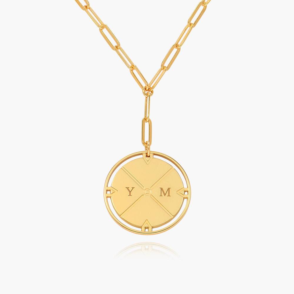 Engraved Compass Necklace - Gold Vermeil-1 product photo