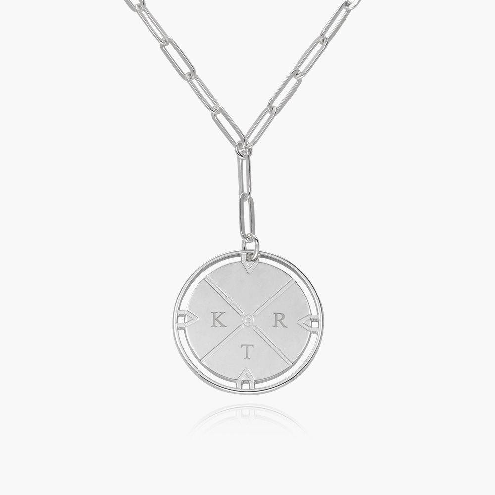 Engraved Compass Necklace - Silver product photo