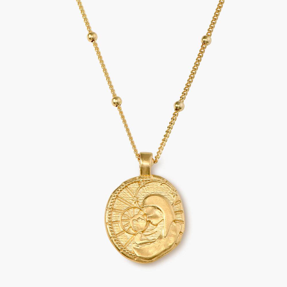 Gold Coin Necklace - Gold Coin Pendant Necklace 14K Gold Vermeil / 16 + 2