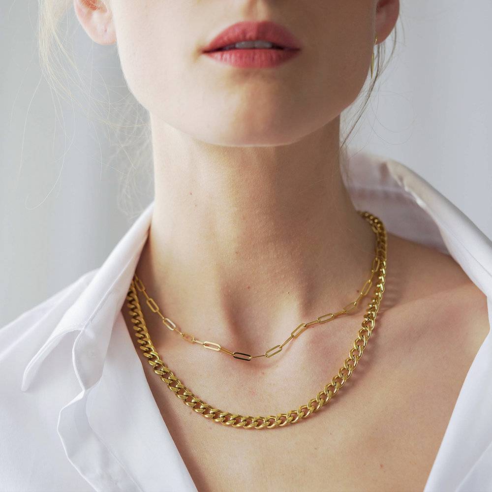 Pearl Cuban Chain Necklace Gold