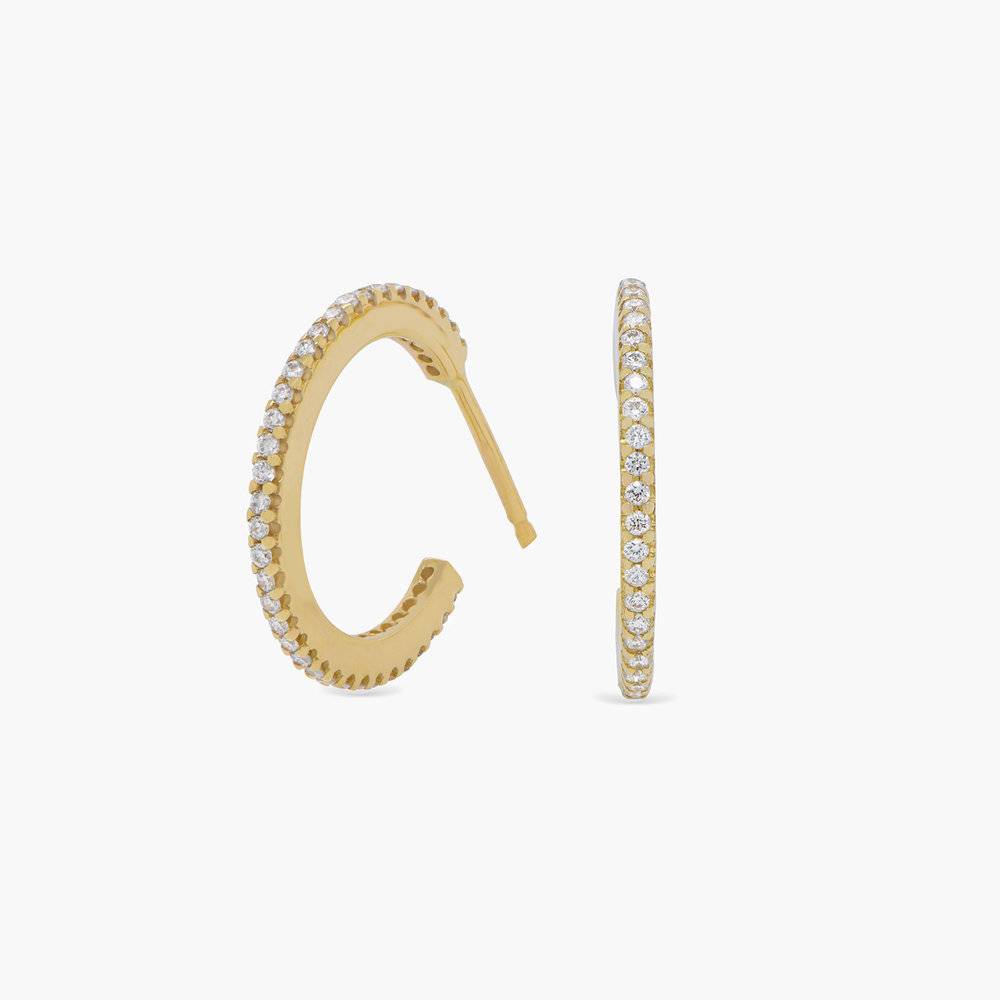 Fiona Pave Diamond Hoop Earrings - 14K Solid Gold-1 product photo