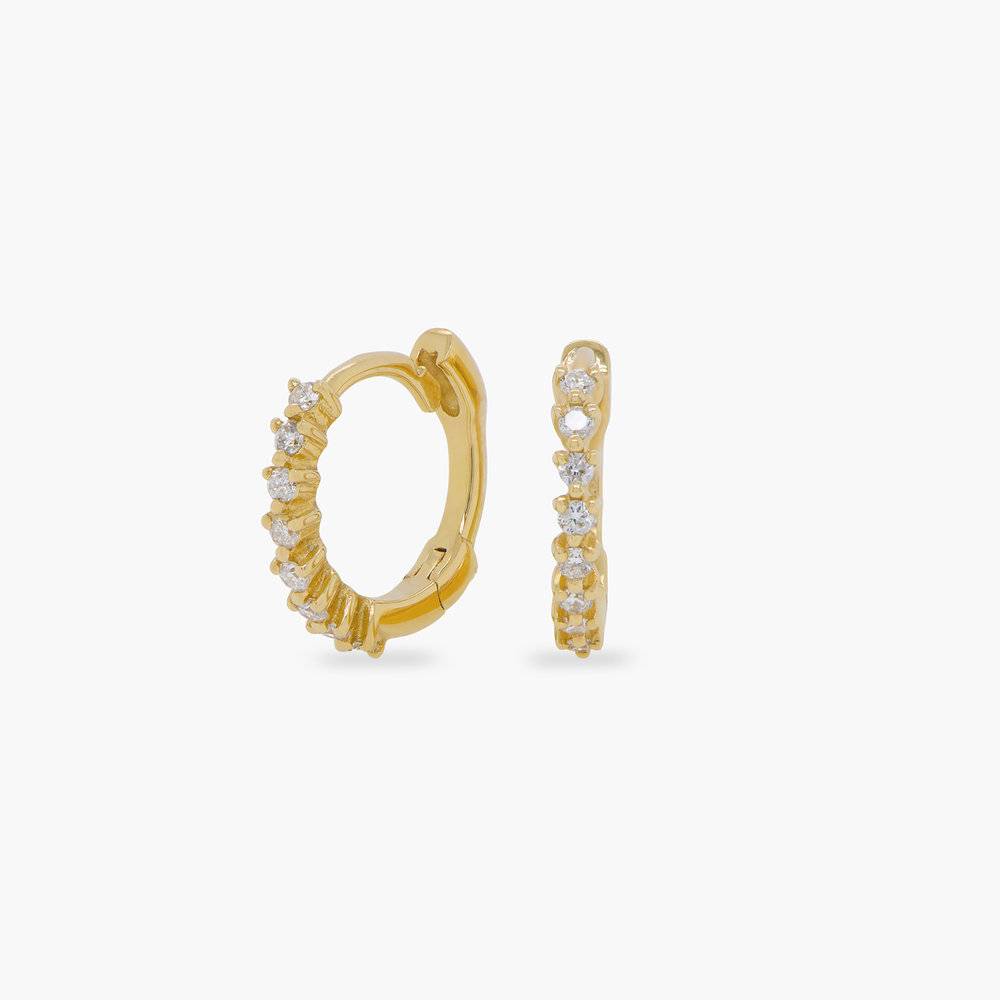 Florentine Diamond Hoop Earrings - 14K Solid Gold-1 product photo