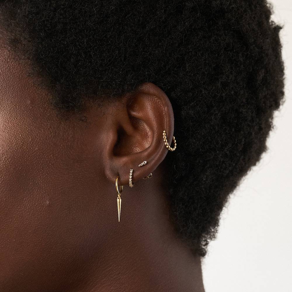 Florentine Diamond Hoop Earrings - 14K Solid Gold-4 product photo
