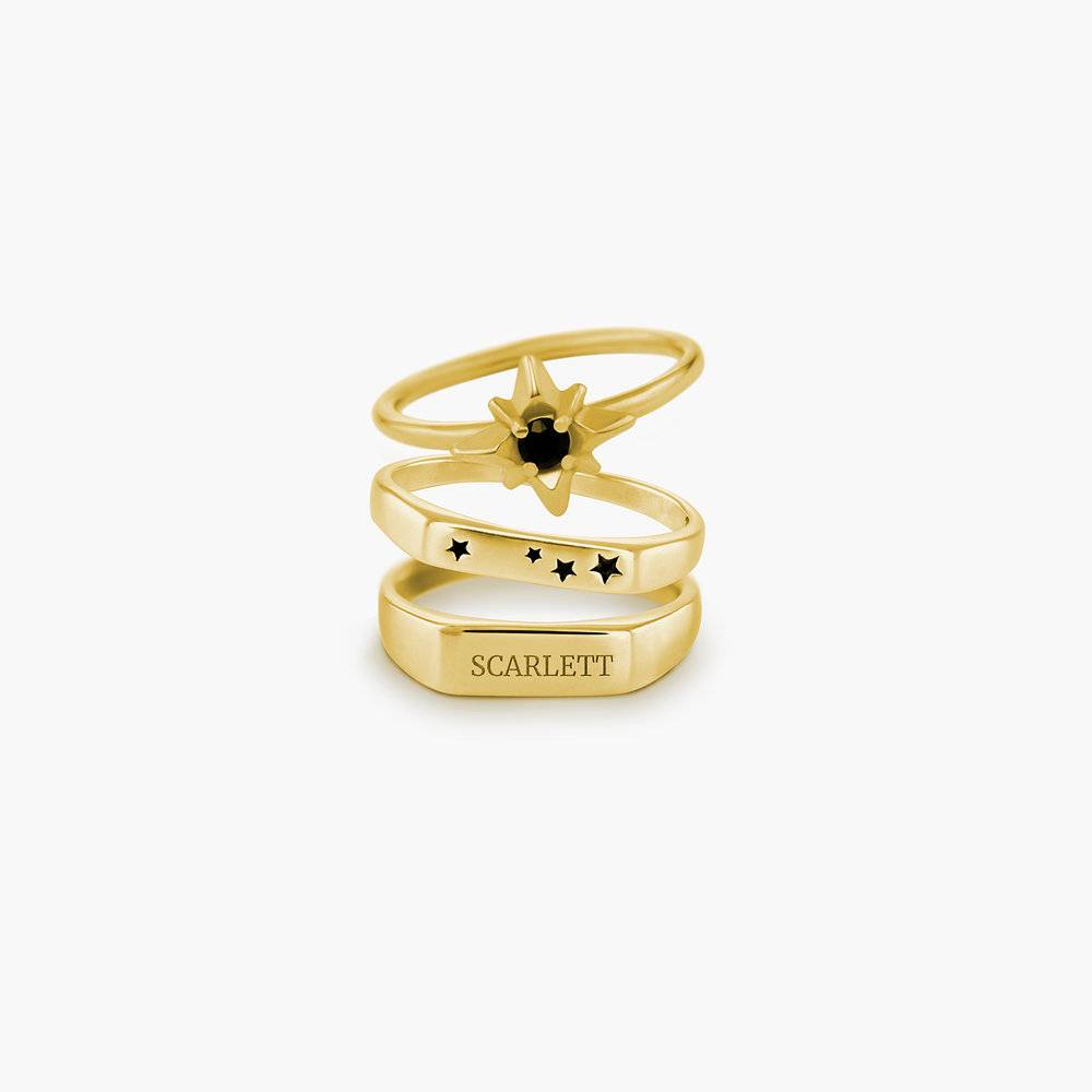 Galaxy Thin Signet Ring - Gold Plated-4 product photo