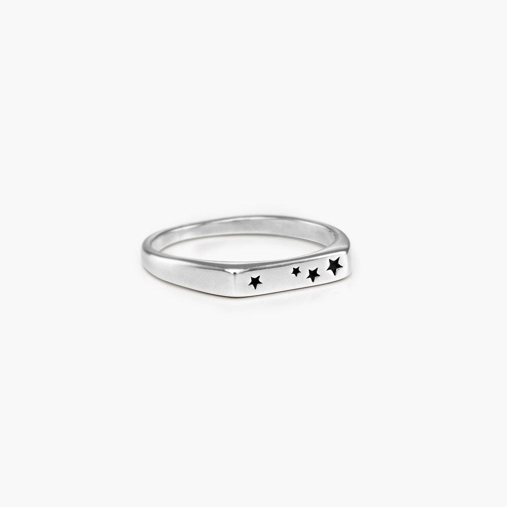 Galaxy Thin Signet Ring - Sterling Silver-2 product photo