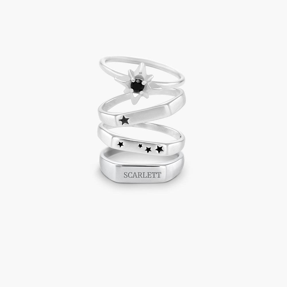 Galaxy Thin Signet Ring - Sterling Silver-3 product photo