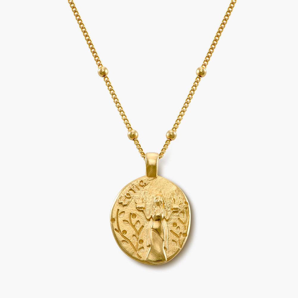 Goddess Of Family Vintage Greek Coin Necklace- Gold Vermeil-4 product photo