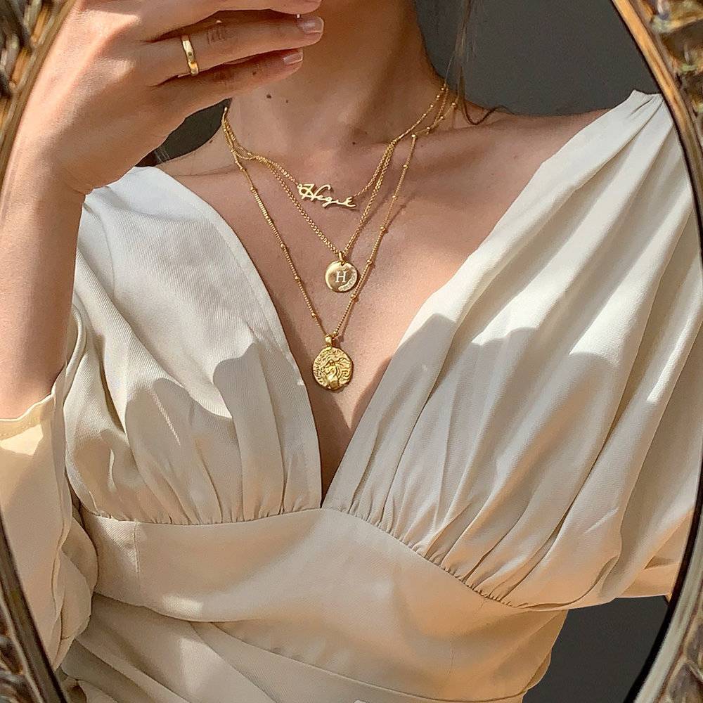 Goddess Of Family Vintage Greek Coin Necklace- Gold Vermeil-3 product photo