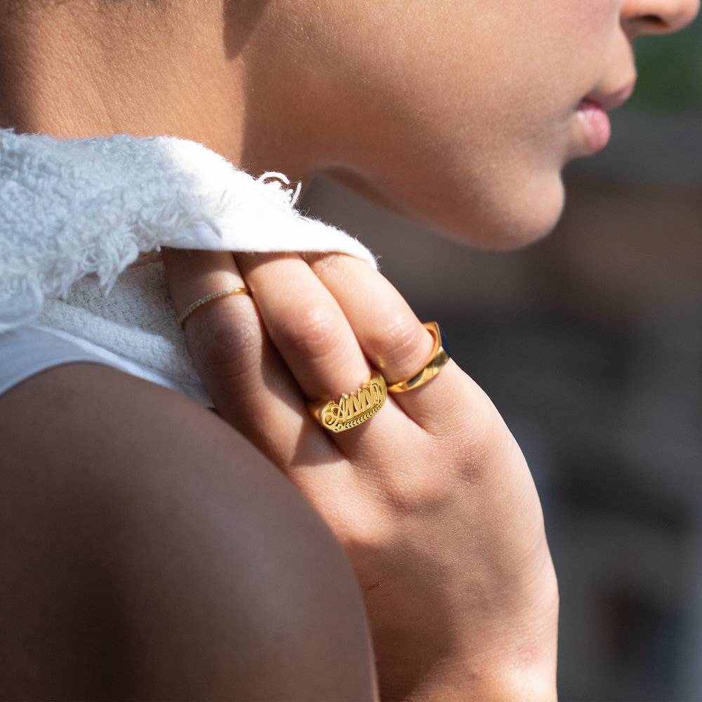 Bague Prénom Rétro en Plaqué or 18 carats-5 photo du produit