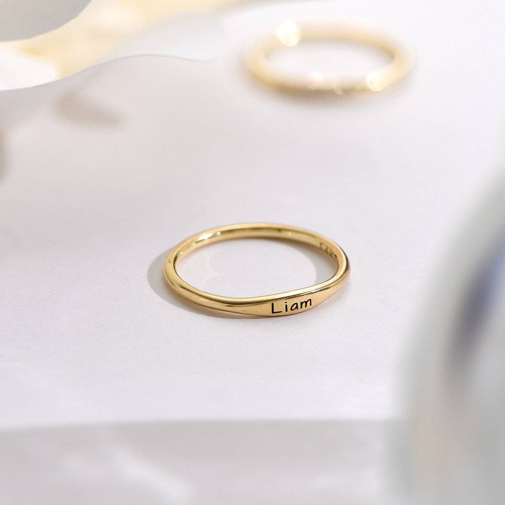 Gwen Thin Name Ring - 14K Solid Gold-3 product photo