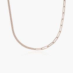 Half Gourmette & Half Link Chain Necklace - Rose Gold Plated - Oak