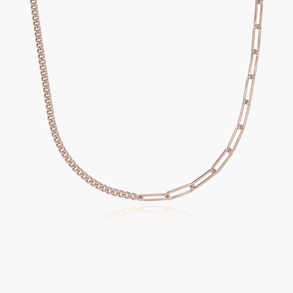 Half Gourmette & Half Link Chain Necklace - Rose Gold Plated-1 product photo
