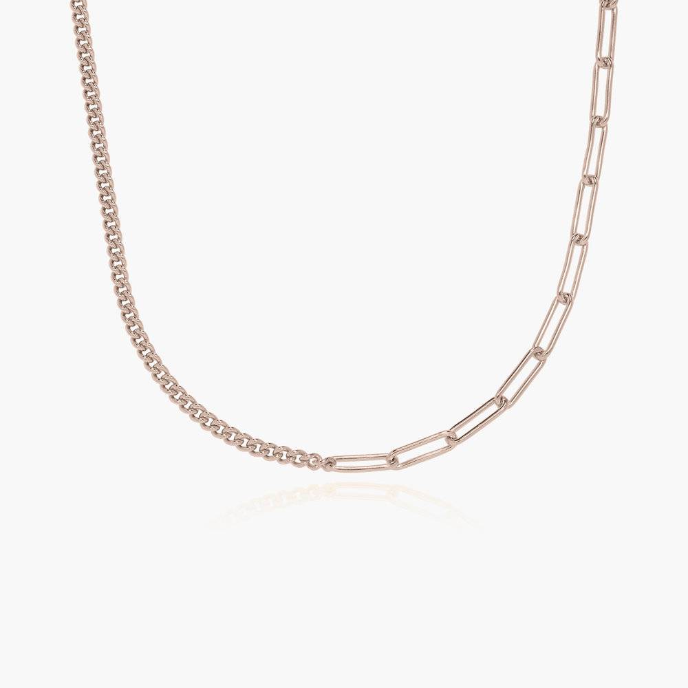 Half Gourmette & Half Link Chain Necklace - Rose Gold Plated