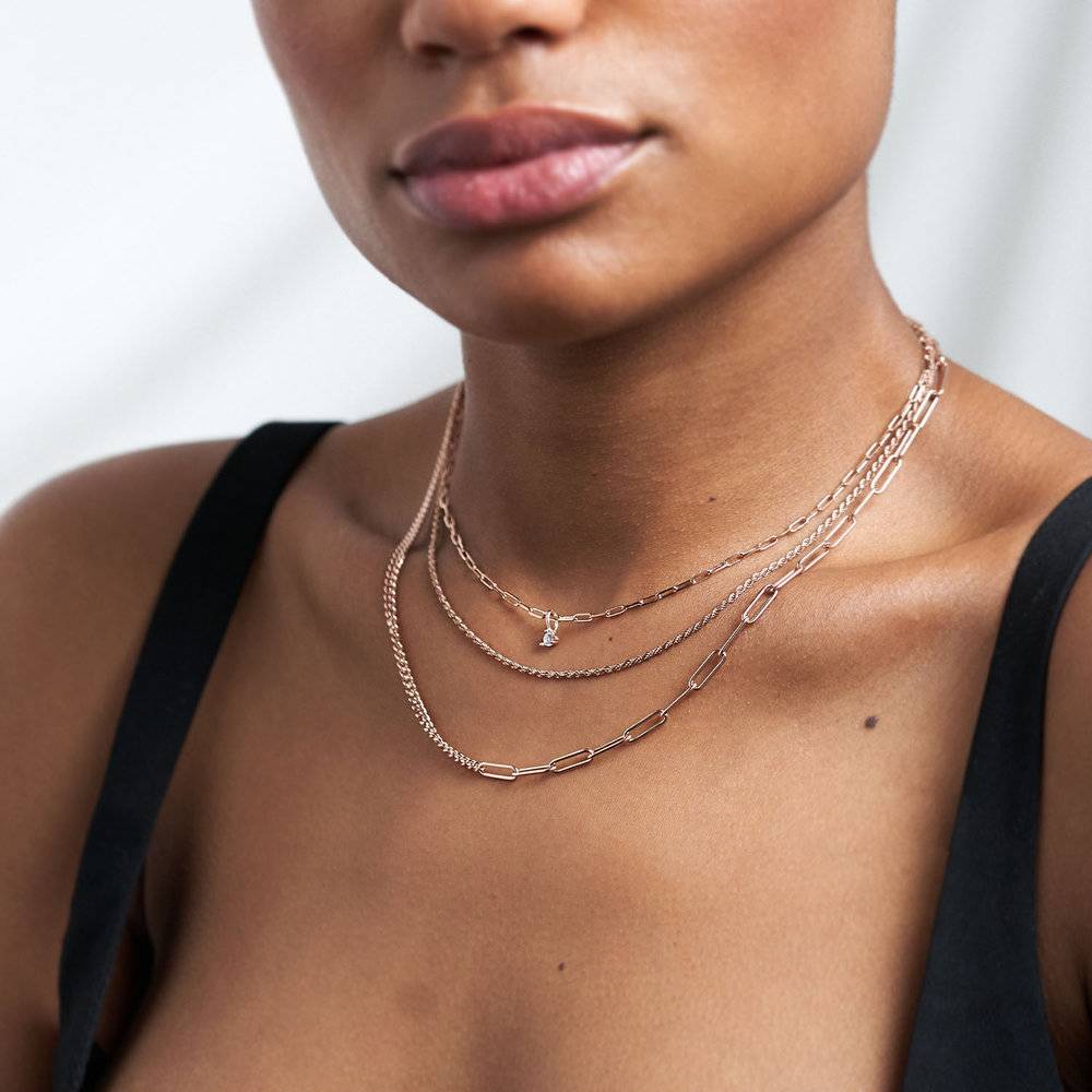 Half Gourmette & Half Link Chain Necklace - Rose Gold Plated-3 product photo