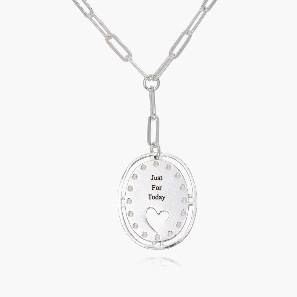 Halo Engraved Heart Pendant Necklace - Silver-1 product photo