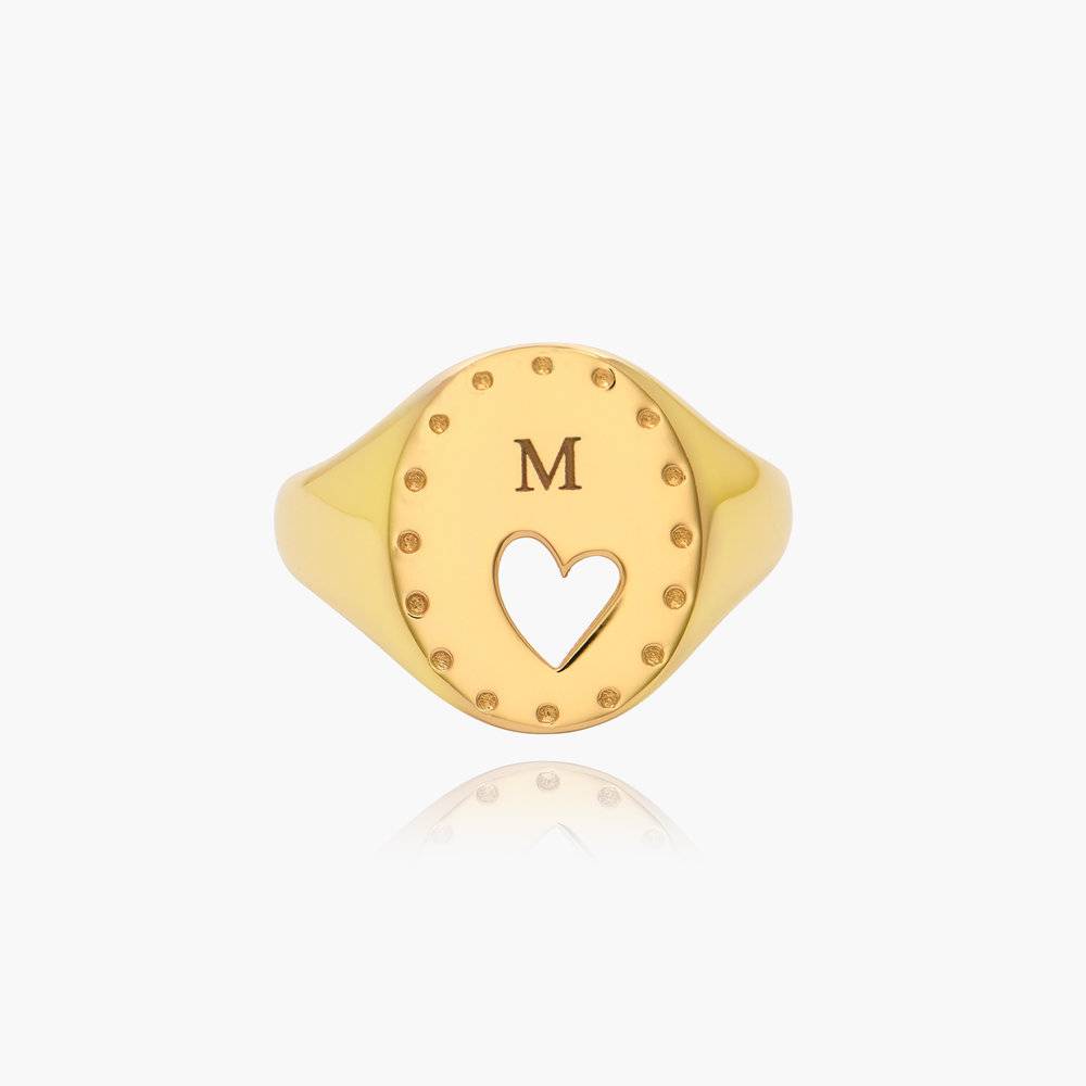 Halo Engraved Heart Ring - Gold Vermeil