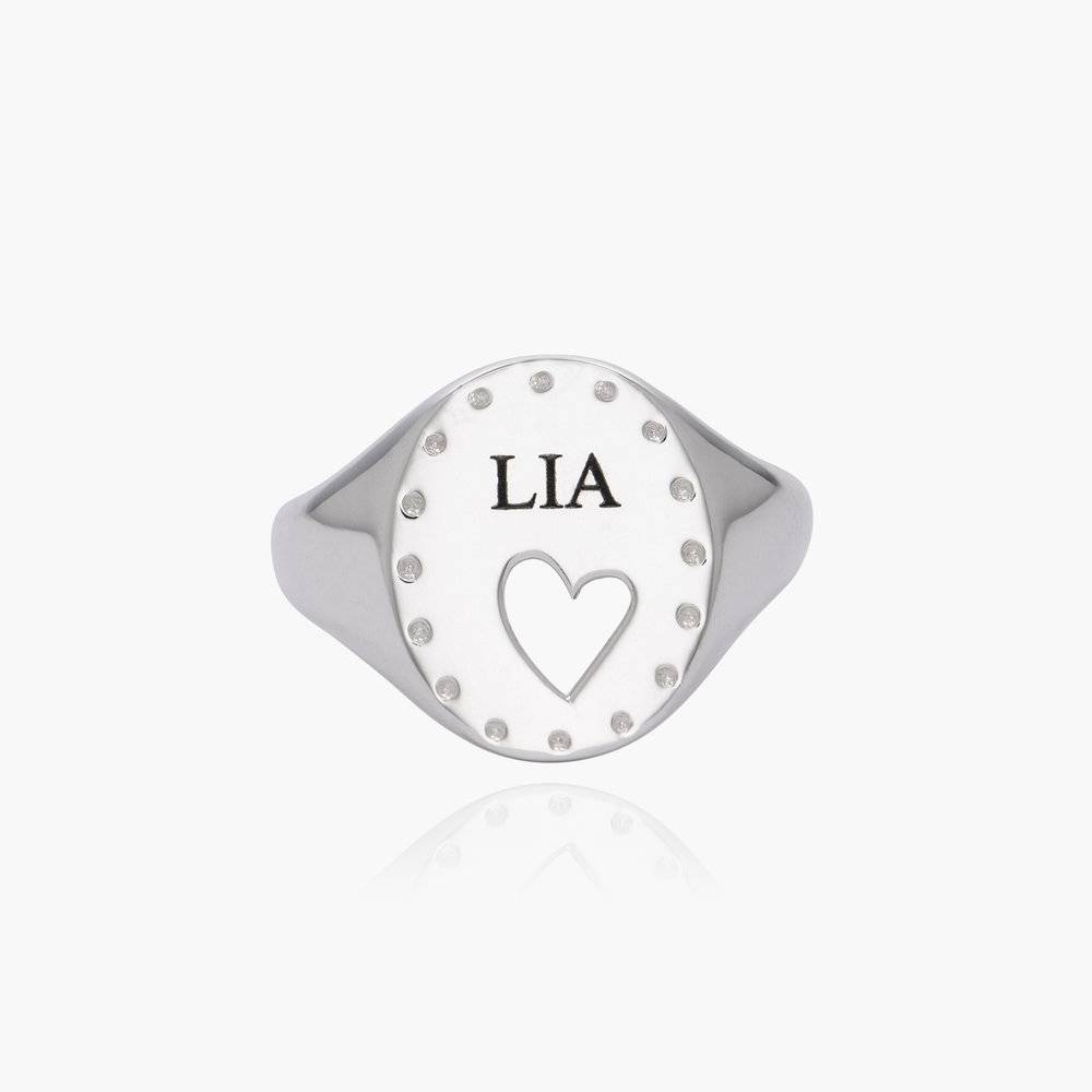 Halo Engraved Heart Ring- Silver product photo