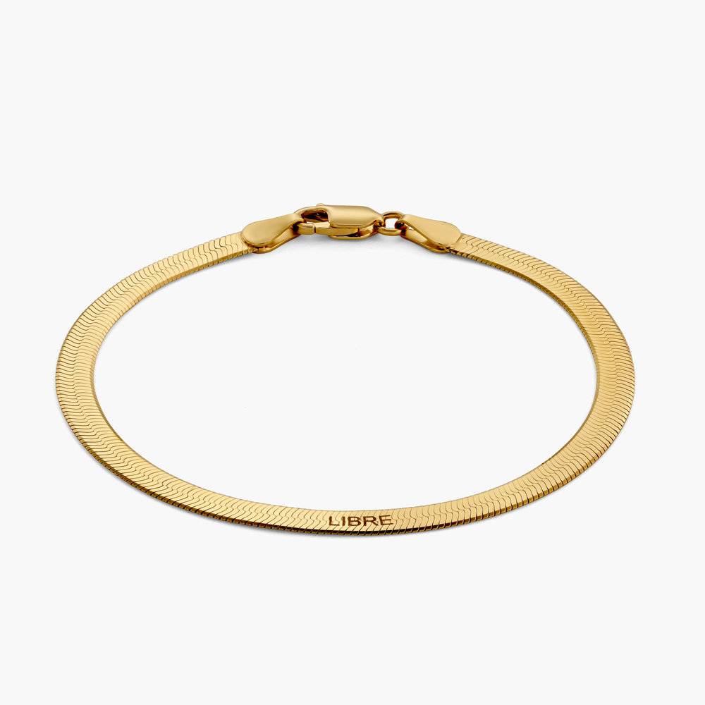 Herringbone Engraved Bracelet - Gold Vermeil-4 product photo