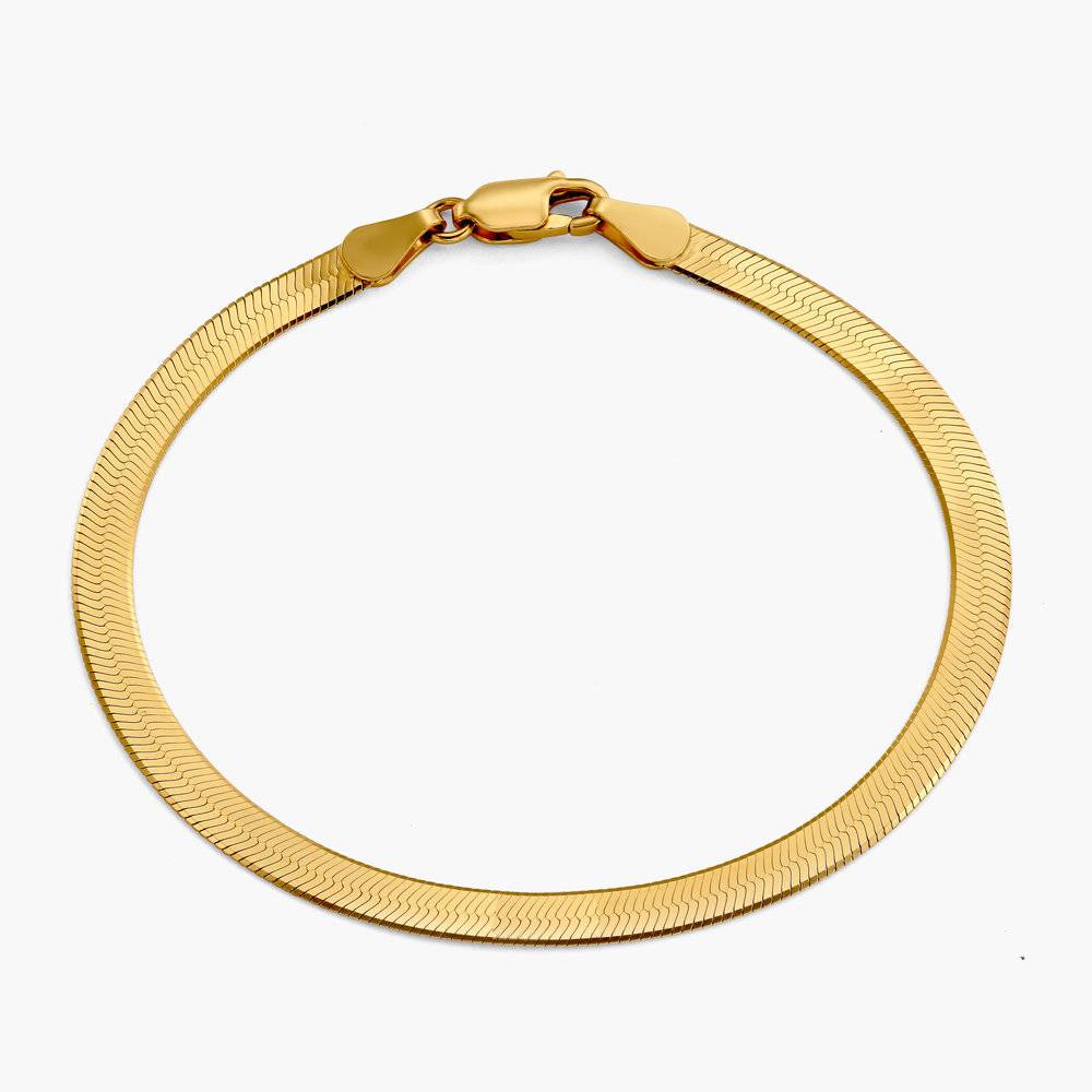 Herringbone Engraved Bracelet - Gold Vermeil-2 product photo