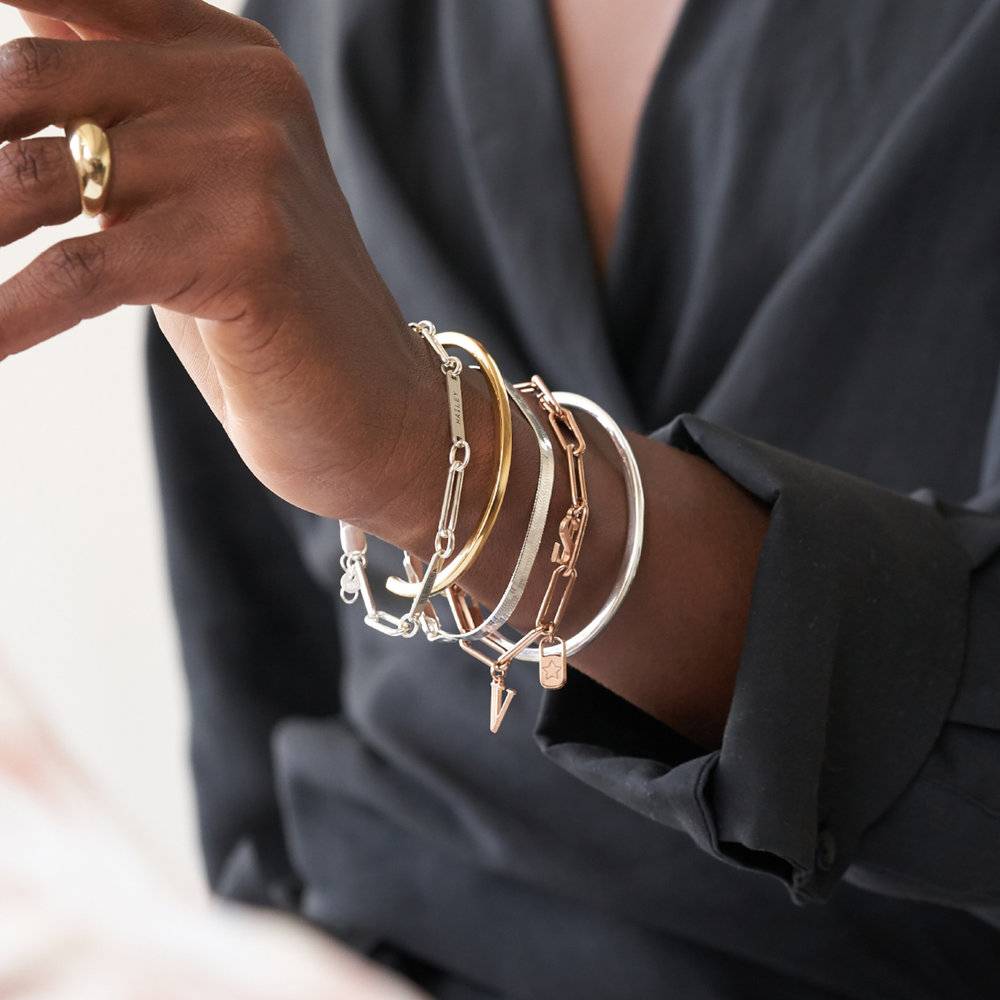 Herringbone Engraved Bracelet - Sterling Silver-1 product photo