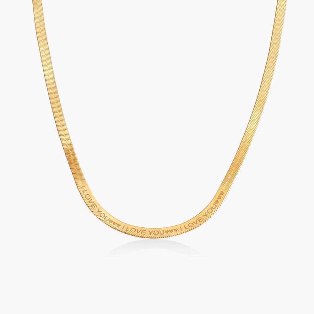 Herringbone Engraved Chain Necklace Gold Vermeil Oak  Luna