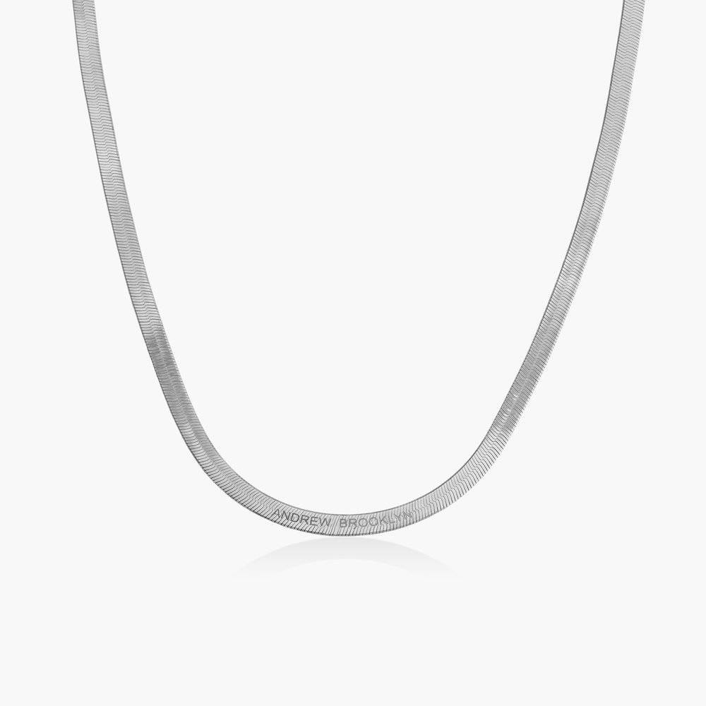 Herringbone Chain Necklace in Sterling Silver - Engraved Necklace - Gift for Mom - Valentine's Day Gift Ideas - Personalized Necklace