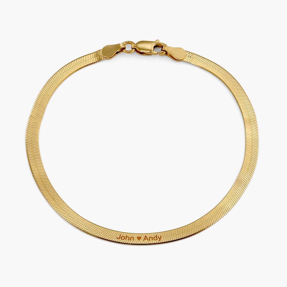 Herringbone Engraved Slim Bracelet - Gold Vermeil-2 product photo