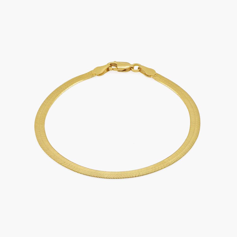 Herringbone Engraved Slim Bracelet - Gold Vermeil-1 product photo