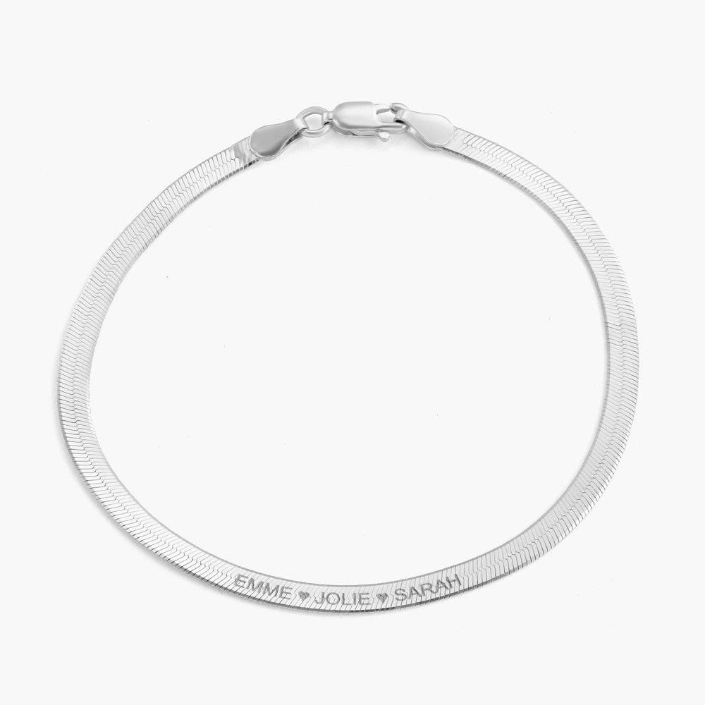 Herringbone Engraved Slim Bracelet - Sterling Silver product photo