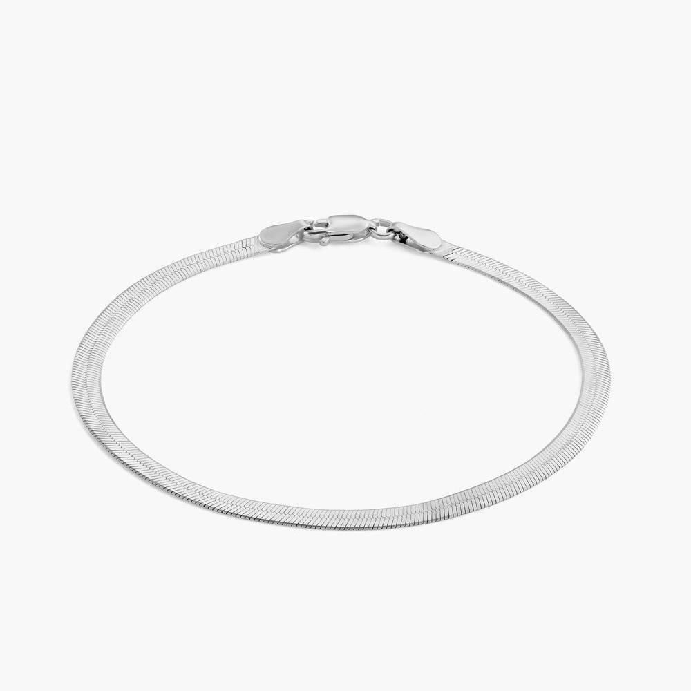 Herringbone Engraved Slim Bracelet - Sterling Silver-2 product photo